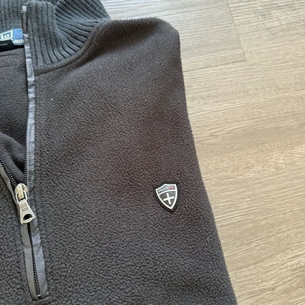 Vintage Polo Ralph Lauren Tech Jacket Black Fleece Crest‎ Zip Mens XL Gorpcore